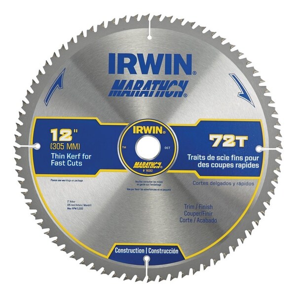 Irwin Irwin Marathon 12 in. D X 1 in. Carbide Miter and Table Saw Blade 72 teeth 1 pk 14082 - main